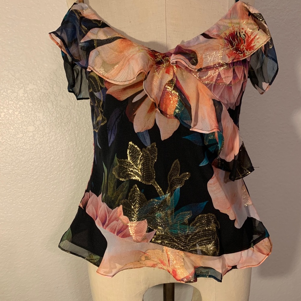 Nicole Miller Atelier Silk Blend Floral Blouse – Size P – NWT